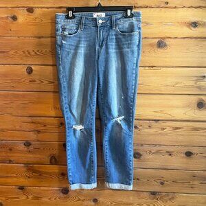 Paige Kylie crop distressed blue jeans Sz 28